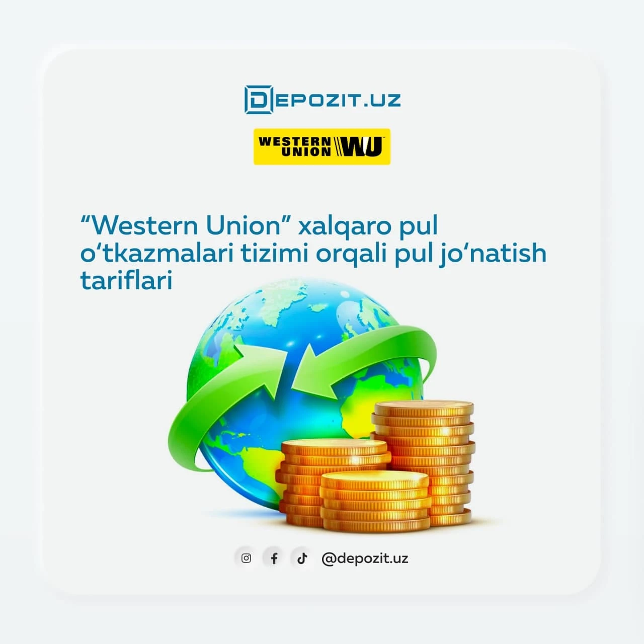 “Western Union” xalqaro pul o‘tkazmalari tizimi orqali pul jo‘natish tariflari