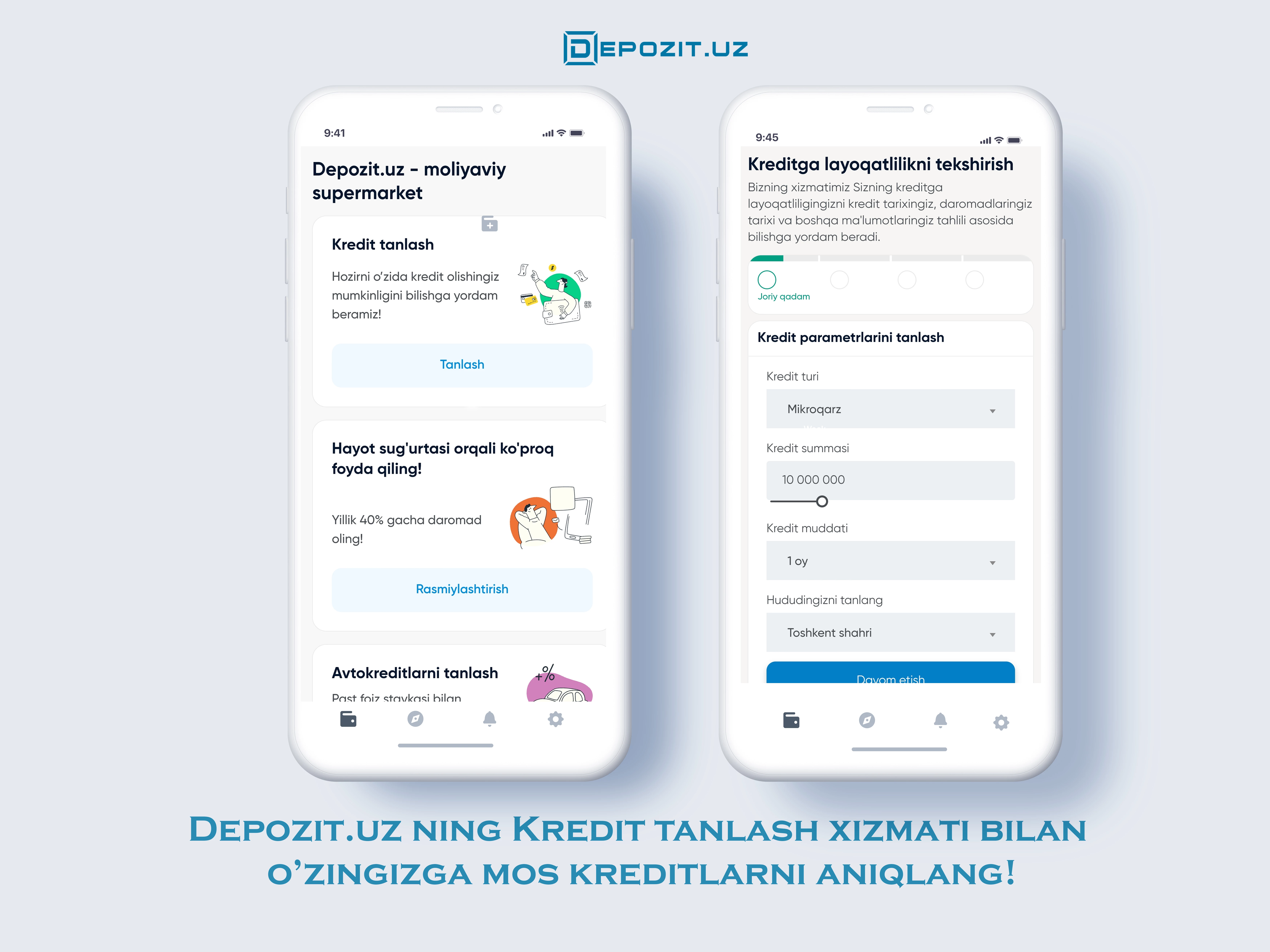 Выбирайте кредиты с услугой Подбора кредитов на сайте Depozit.uz!